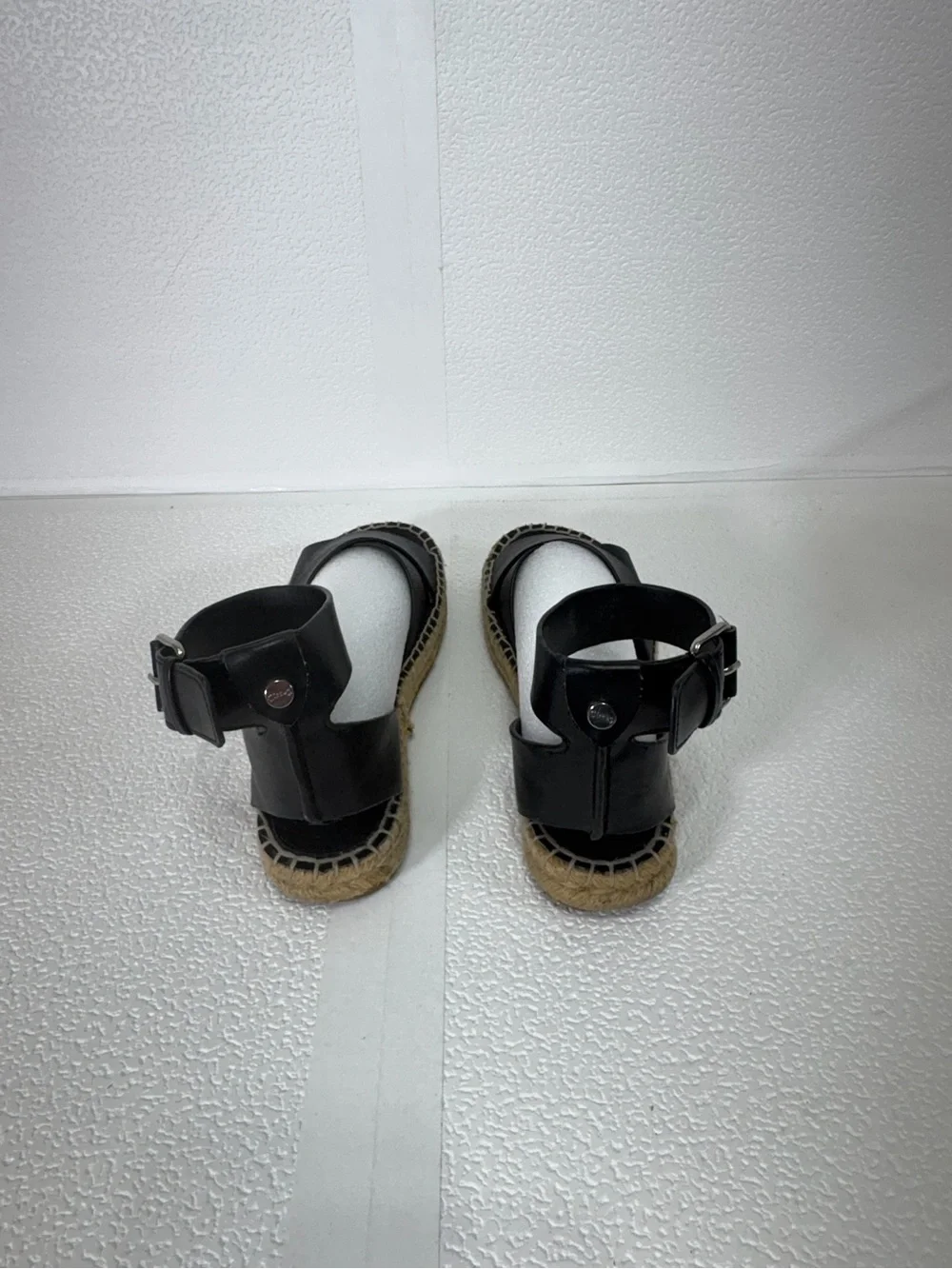 Circus by Sam Edelman Black Leather Crisscross Ankle Espadrilles s214